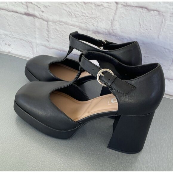 Pop Women Black Block Heel Platform Y2K Mary Jane Dress Shoes Size 9M - Picture 3 of 10